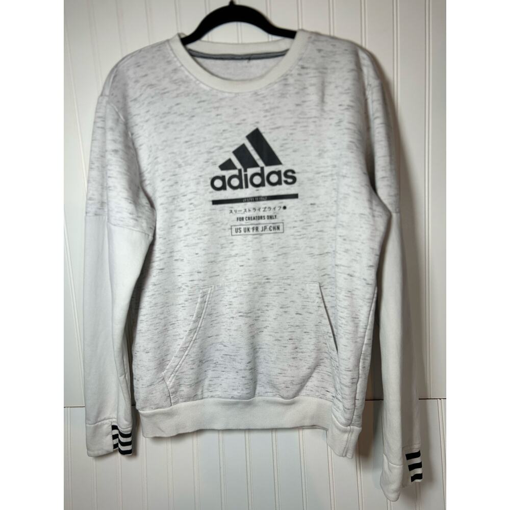Mens Adidas Size Medium For Creators Only Sweat Shirt Longsleeve Heather White
